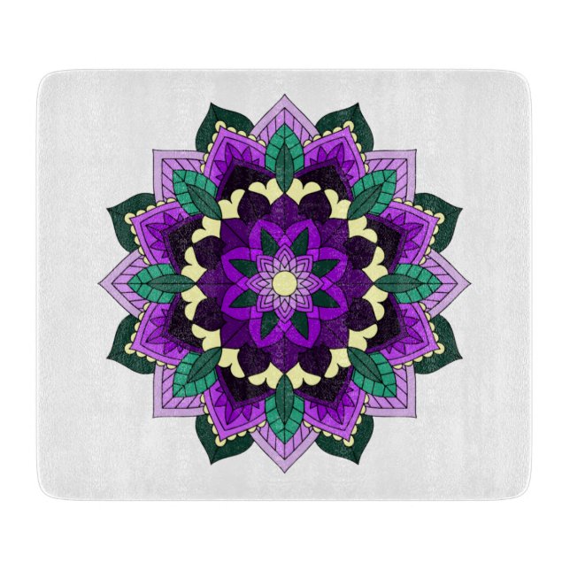 Planche À Découper Mandala Motif 02 en violet (Devant)