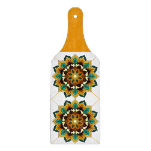 Planche À Découper Mandala Motif 2002 en jaune et bronzette