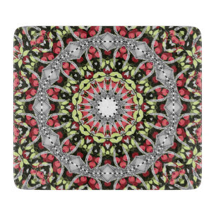 Planche À Découper Mandala ronde motif kaléidoscope rétro marocain