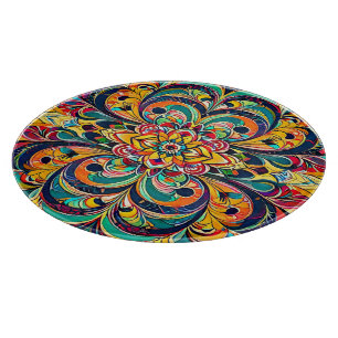Planche À Découper Mandala Symphonie des couleurs – Floral psychédéli