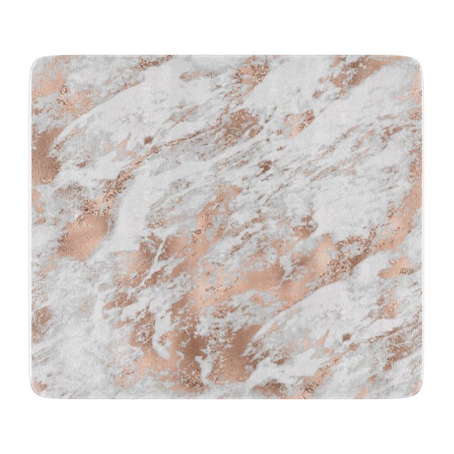 Planche À Découper Marbre 3 Or Blanc et Rose (Devant)