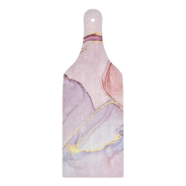 PLANCHE À DÉCOUPER MARBRE ABSTRAIT ROSE PURPLE GOLD CUTTING BOARD (Devant)