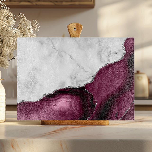 Planche À Découper Marbre blanc Bourgogne Agate Parties scintillant a (Créateur téléchargé)