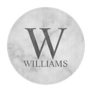 Planche À Découper Marbre blanc Monogramme personnalisé et nom