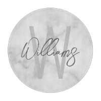 Marbre blanc Script Monogramme personnalisé et nom