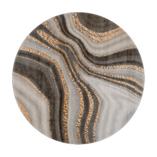 Planche À Découper Marbre Brown Gold Design Vintage