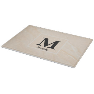 Planche À Découper Marbre de Pêche pâle avec des flux blancs Monogram
