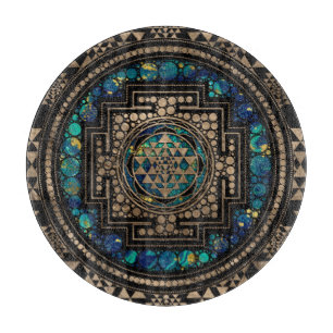 Planche À Découper Marbre et or Sri Yantra / Sri Chakra