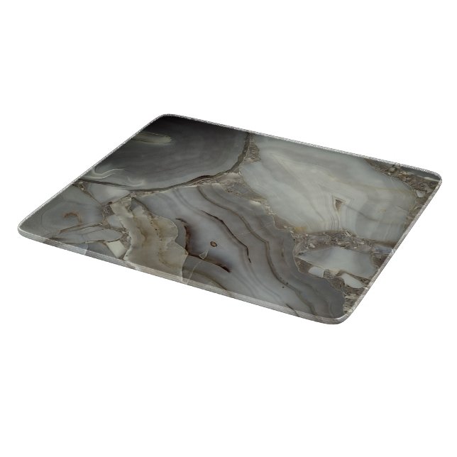 Planche À Découper Marbre Gris avec Verre à Veine d'Or (Coin)
