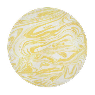 Planche À Découper Marbre jaune élégant : Texture dessinée à la main