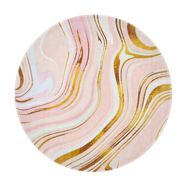 Planche À Découper Marbre rose or : Design luxueux. (Devant)