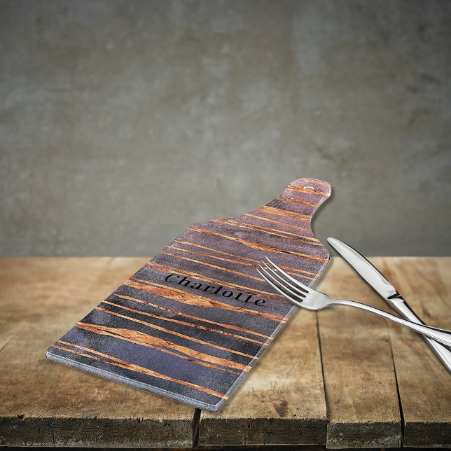 Planche À Découper Marbre rose or violet nom moderne (Créateur téléchargé)