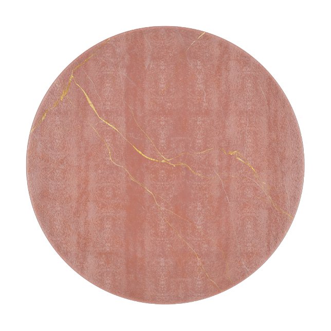 Planche À Découper Marbre rose poudré motif doré (Devant)