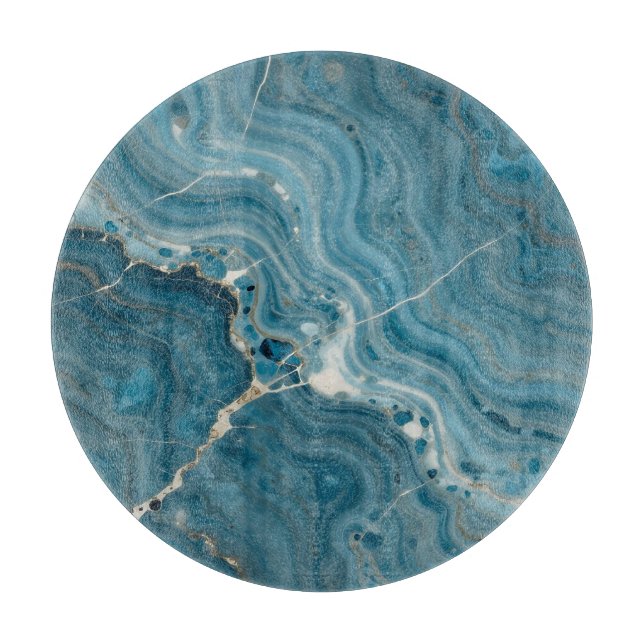 Planche À Découper Marbre Veine d'Or Agate Bleue (Devant)