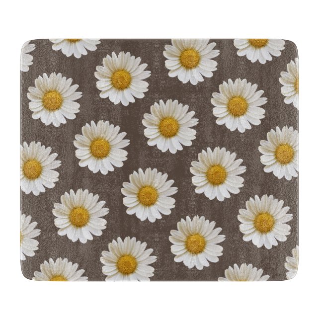 Planche À Découper Marguerites blanches sur Brown Arrière - plan Flor (Devant)