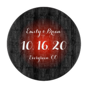 Planche À Découper Mariage en verre noir sur mesure