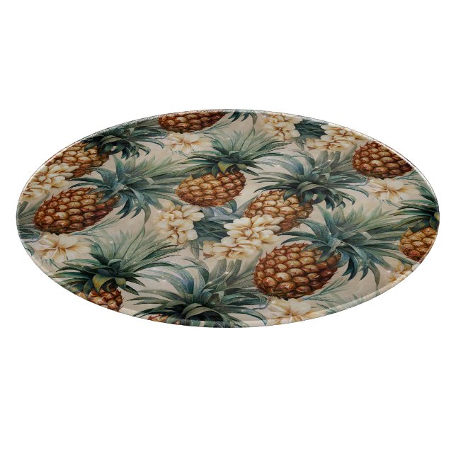 Planche À Découper Mariage Floral aux Ananas Tropicaux  (Coin)