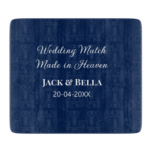 Planche À Découper Mariage Match fait au ciel mariage faveurs bleu (Devant)