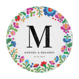 Planche À Découper Mariage monographique couleur broderie mexicaine