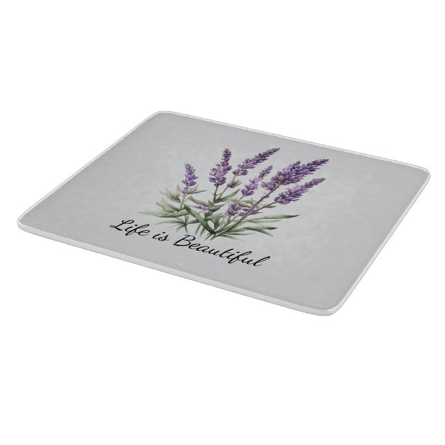 Planche À Découper Mariage Romantique Grey Violet Lavande Floral (Coin)