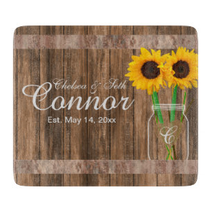 Planche À Découper Mariage tournesol Grange bois Mason Jar