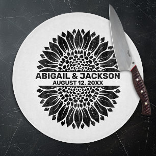 Planche À Découper Mariage Tournesol Nom personnalisé & Date
