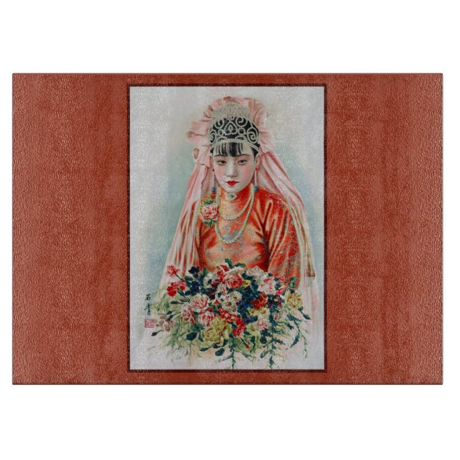 Planche À Découper Mariée en rouge au Mariage chinois à Shanghai (Devant)