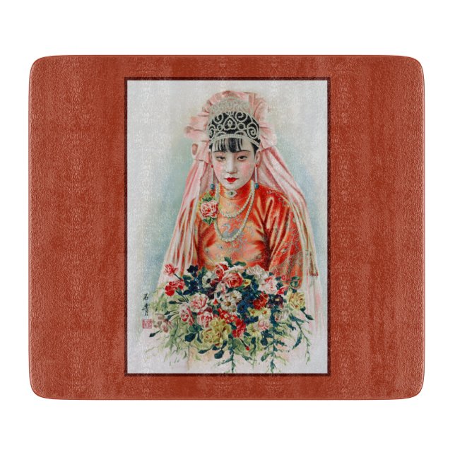 Planche À Découper Mariée en rouge au Mariage chinois à Shanghai (Devant)