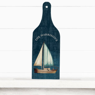 Planche À Découper Marine Blue Nautical Vintage Voilier Custom