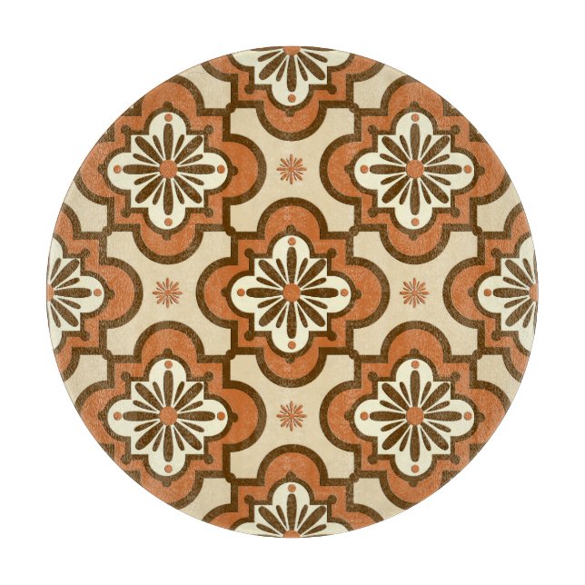 Planche À Découper Marocain motif en carreaux - Rust et Tan (Devant)