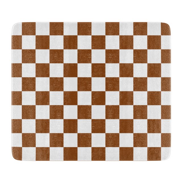 Planche À Découper Marron et Blanc à Damier  (Devant)