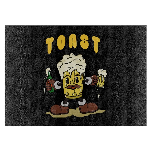 Planche À Découper Mascotte de toast à la bière (Devant)