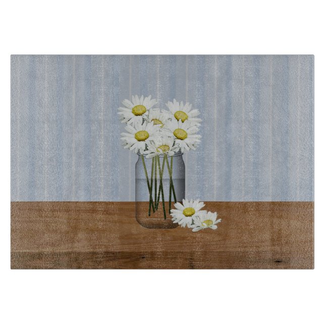 Planche À Découper Mason Jar De Daisies Cutboard (Devant)