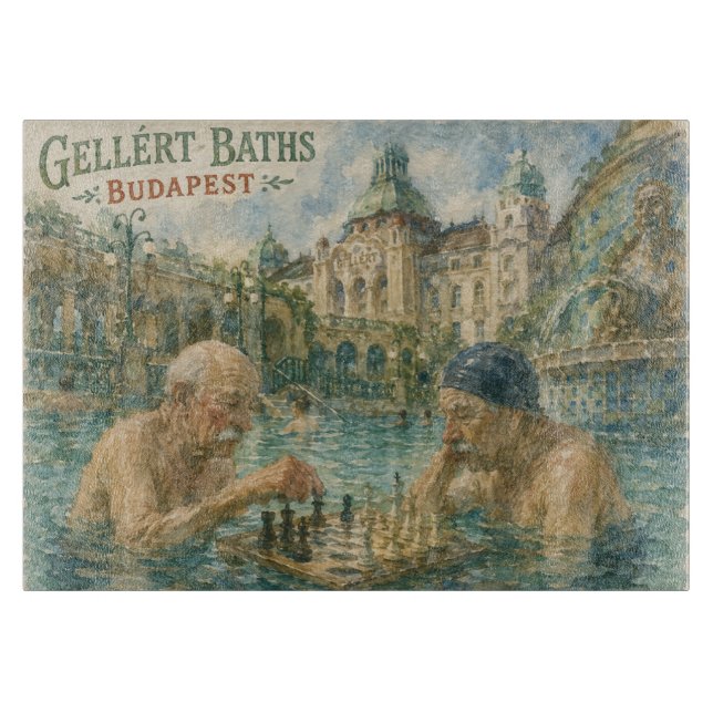 Planche À Découper Match d'échecs Bains Gellert Budapest Hongrie (Devant)
