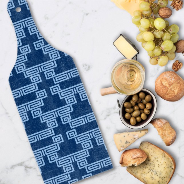 Planche À Découper Méandre à clé grecque en bleu indigo (Créateur téléchargé)