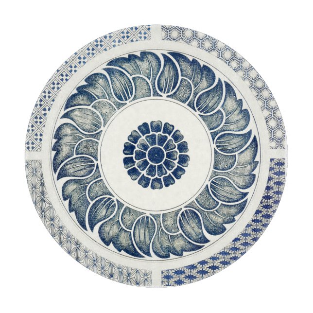 Planche À Découper Médaillon Chinois : Chinoiserie Bleu Indigo (Devant)