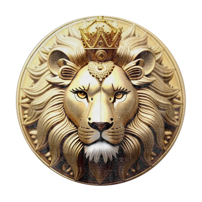 Planche À Découper Médaillon Lion d'Or avec Couronne (Devant)