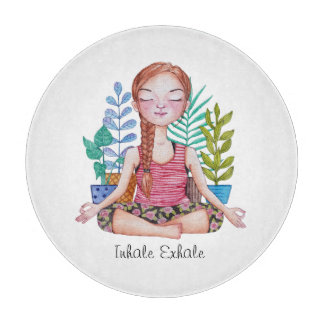 Planche À Découper Méditer la fille avec les Plantes