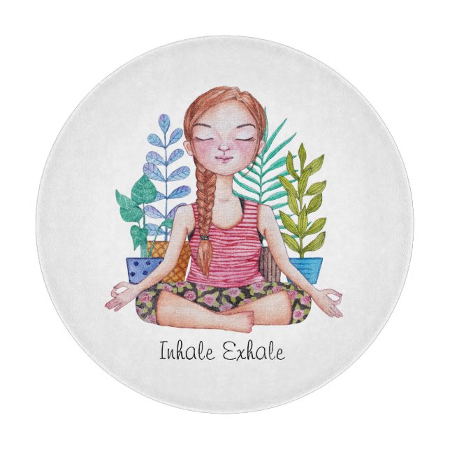 Planche À Découper Méditer la fille avec les Plantes (Devant)