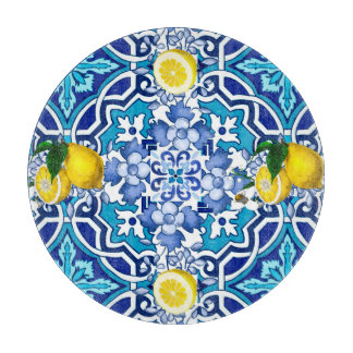 Planche À Découper Méditerranée, majolica, tuiles, citrons, agrumes