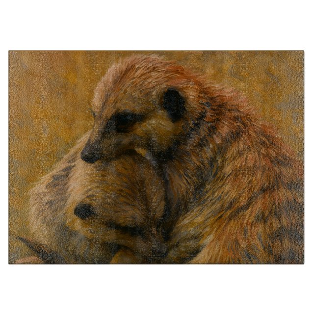 Planche À Découper Meerkat Cuddle - Peinture faunique tonique Terre (Devant)