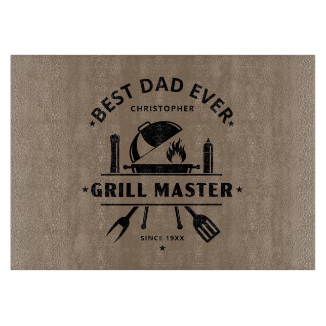 Planche À Découper Meilleur Papa de Tous les Temps | Maître du Grill  (Devant)