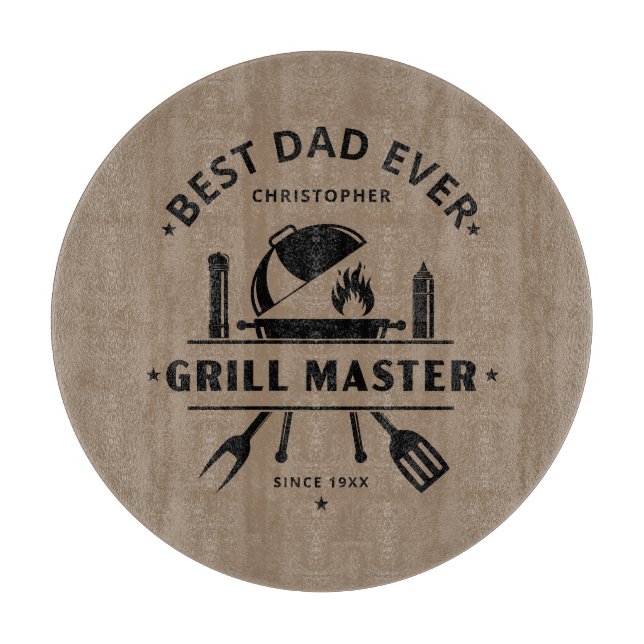 Planche À Découper Meilleur Papa du Monde | Maître du Grill Brun Rust (Devant)