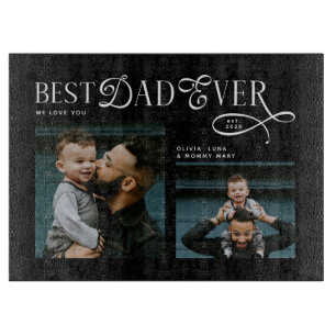 Planche À Découper Meilleur Papa Ever 4 Photos Cadeaux Modernes pour