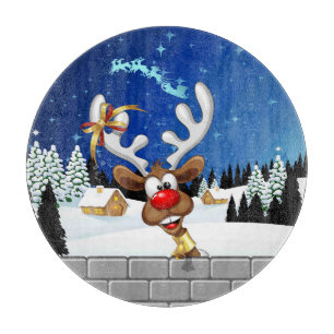 Planche À Découper Mème de Noël drôle de renne qui regarde par-dessus