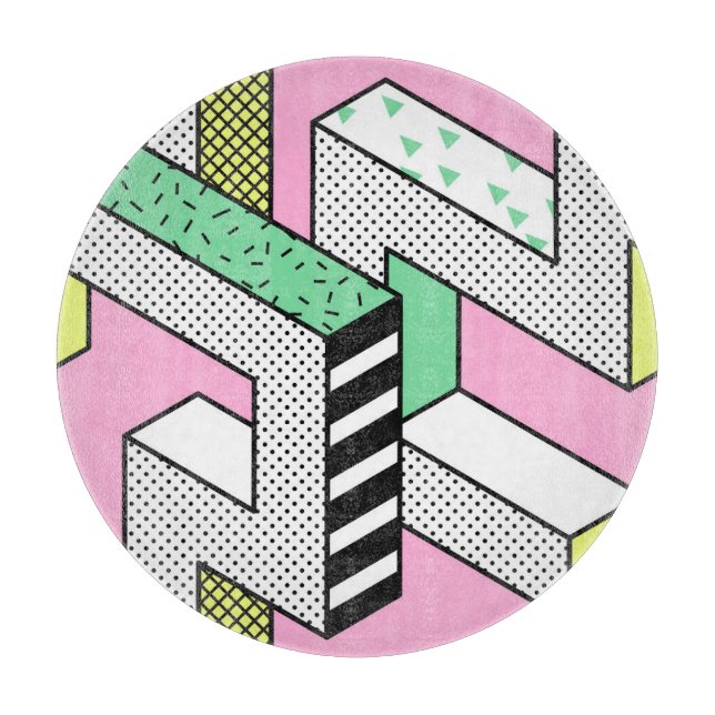 Planche À Découper Memphis Abstrait : formes géométriques des années  (Devant)