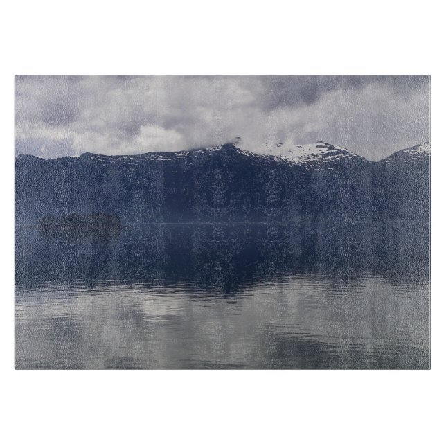 Planche À Découper Mer alaskien brumeux aux nuances de bleu (Devant)