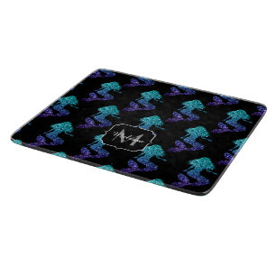 Planche À Découper Mermaid aqua bleu ombre motif Monogramme