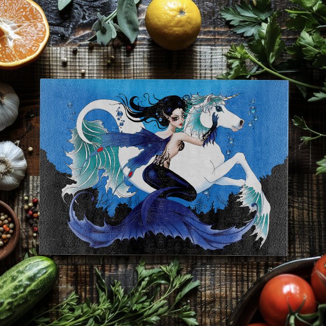 Planche À Découper Mermaid Sea Horse Fairy Blue (Créateur téléchargé)