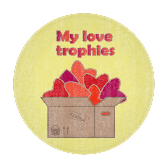 Planche À Découper Mes trophées d'amour dans une boîte pleine de coeu (Devant)